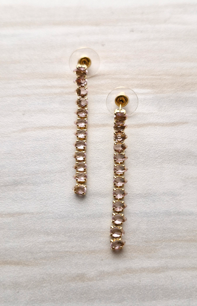 Sparkle Line Drop Stud Earrings