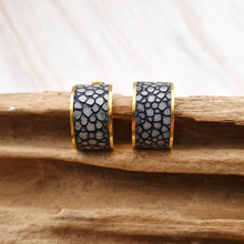 Stingray Leather Inlay Hoop Earrings