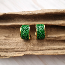 Stingray Leather Inlay Hoop Earrings
