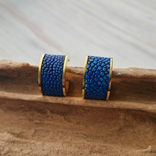 Stingray Leather Inlay Hoop Earrings