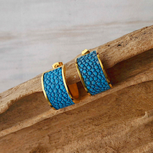 Stingray Leather Inlay Hoop Earrings