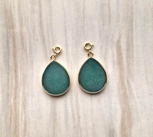 Teardrop Green Jade Slice Dangles