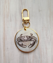Animal Etchings on White Mother of Pearl Bag Charm