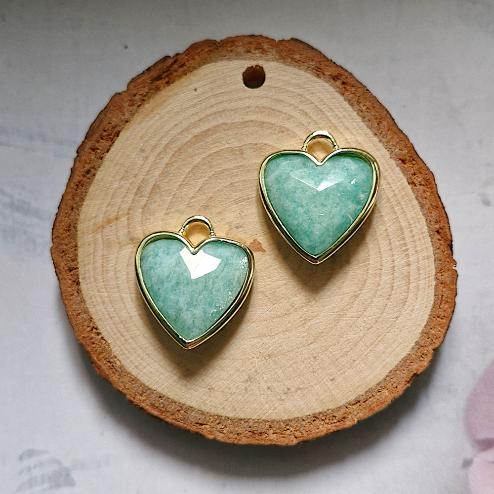 Amazonite Heart Rim Set Dangles
