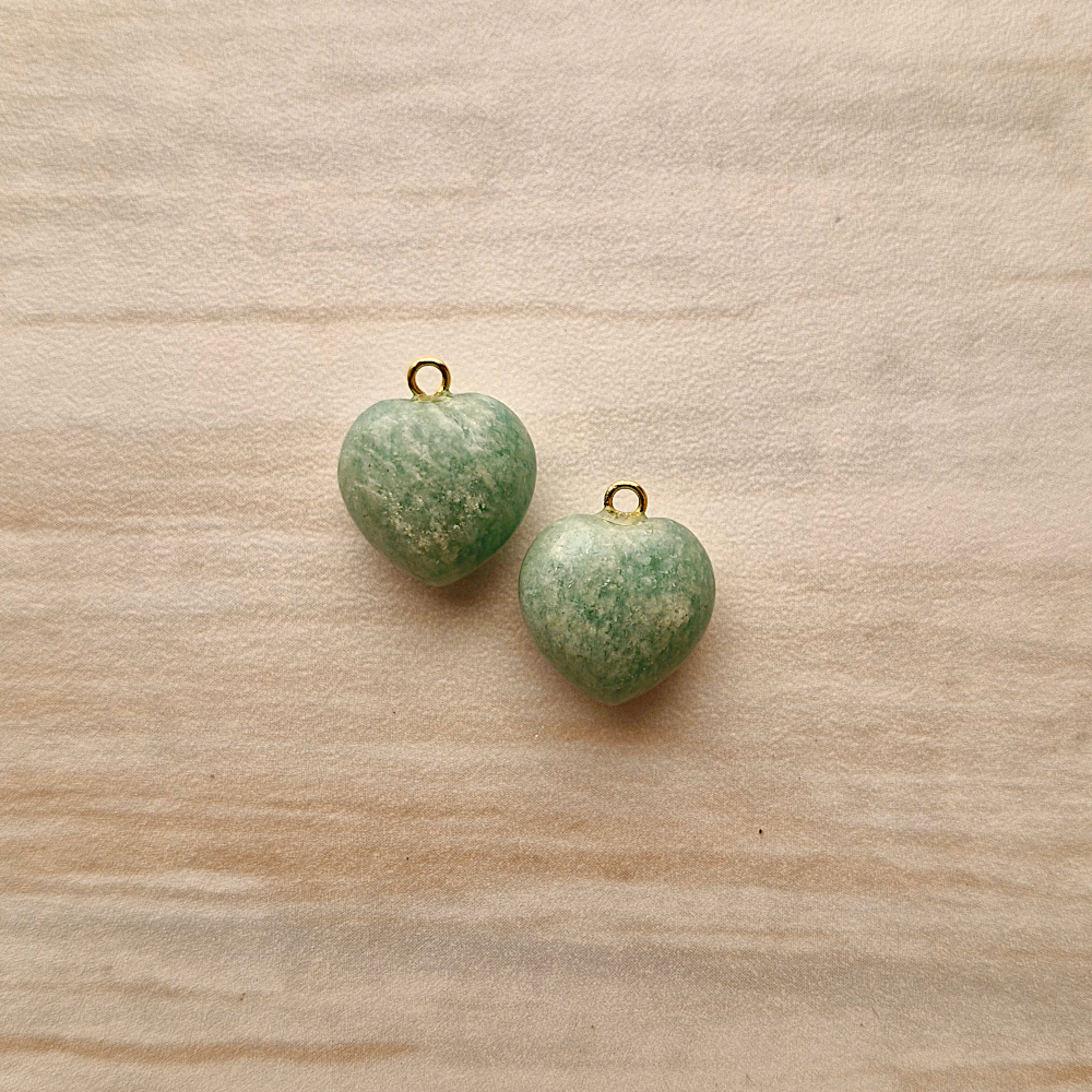 Amazonite Heart Cabochon Dangles