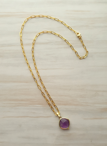 Amethyst with Granulation Single Drop Necklace