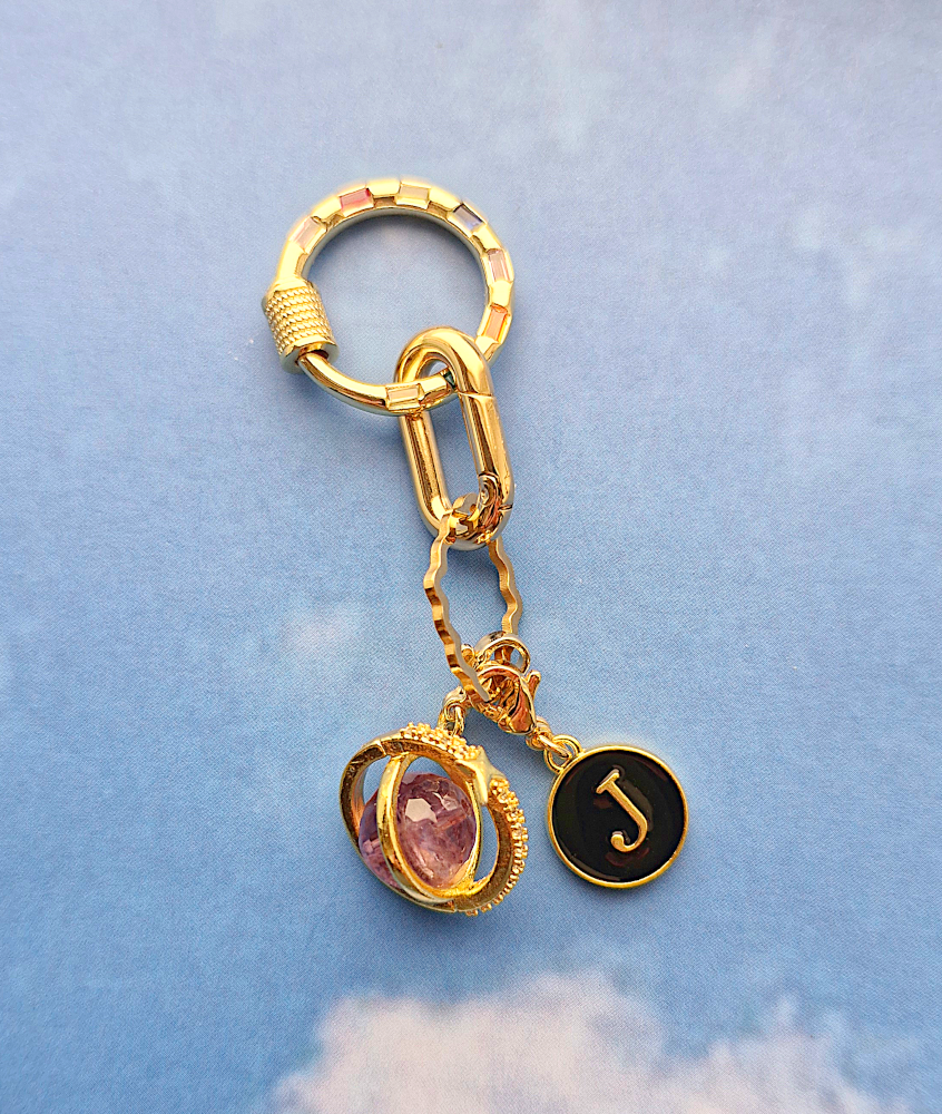 Round Jeweled Screw Type Bag Charm Connector