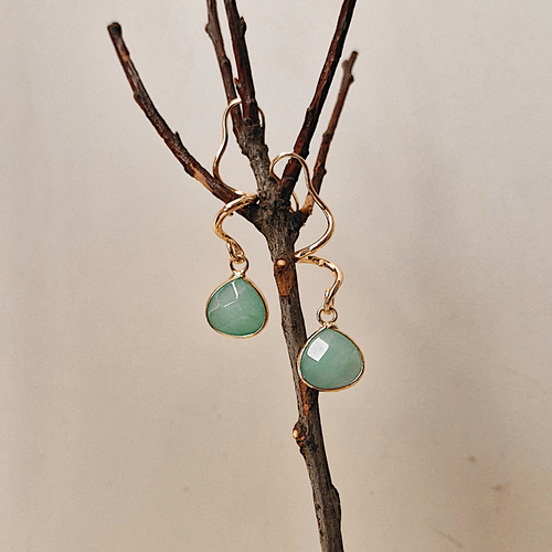 Baging with Gemstones Single Drop Earrings