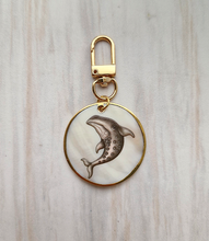 Animal Etchings on White Mother of Pearl Bag Charm
