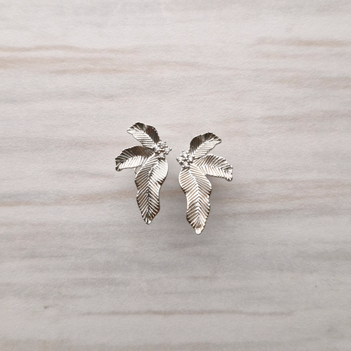 Banana Leaf Studs Silver