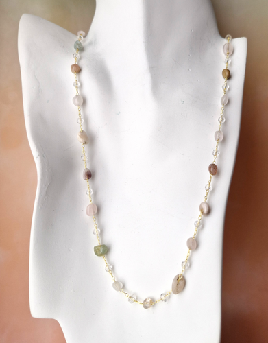 Beaded Gemstone Chain Necklace
