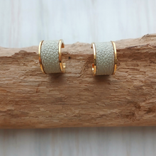 Stingray Leather Inlay Hoop Earrings