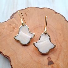 White Mother of Pearl Single Drop Earrings