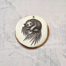 Animal Etching on White Mother of Pearl Bag Charm Big