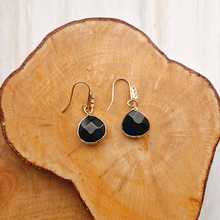 Black Agate Single Gem Drop Earrings