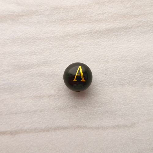 Black Agate Bead Letter Charm