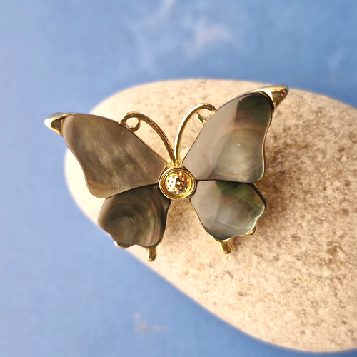 Colored Mother of Pearl Butterfly Brooch