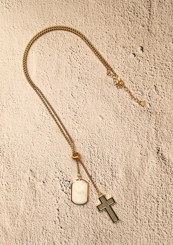 Cruz with Mother of Pearl Slider Necklace