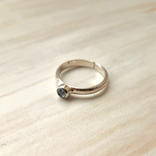 Blue Topaz Hammered Minette Ring Silver