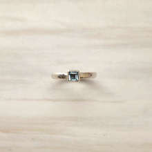 Blue Topaz Hammered Minette Ring Silver