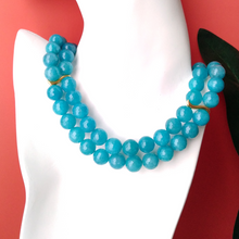 Blue Chalcedony Jade Double Strand Necklace
