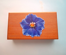 Blue Flower Carnelian Mahogany Box