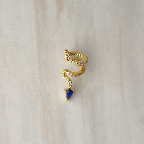 Blue Head Snake Hugger Ear Cuff