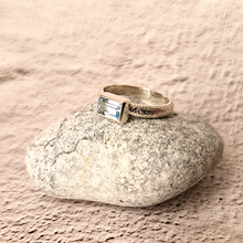 Blue Topaz Hammered Minette Ring Silver