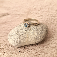 Blue Topaz Hammered Minette Ring Silver