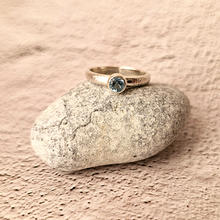 Blue Topaz Hammered Minette Ring Silver