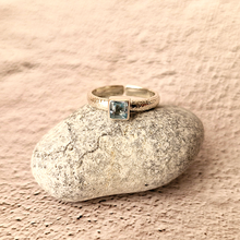 Blue Topaz Hammered Minette Ring Silver