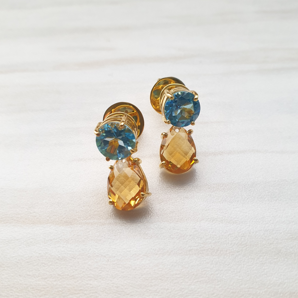 Blue Topaz with Citrine Separates Earrings