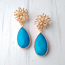 Branch Coral Stud with Turquoise Earrings
