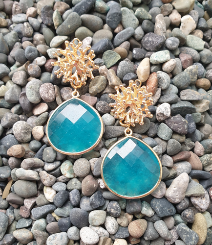 Branch Coral Studs with Apatite Fat Pear Detachable Dangles