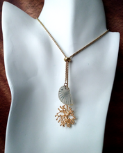 Branch Coral with Carved Shell Gemstones Slider Necklace