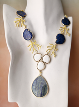 Branch Coral Links with Lapis Lazuli and White Agate Necklace