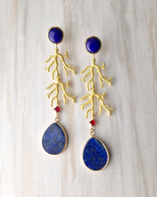 Lapis Lazuli Branch Coral Shoulder Duster Earrings