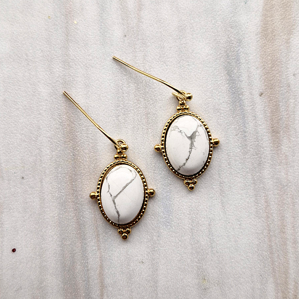 Byzantium Oval Single Drop Earrings