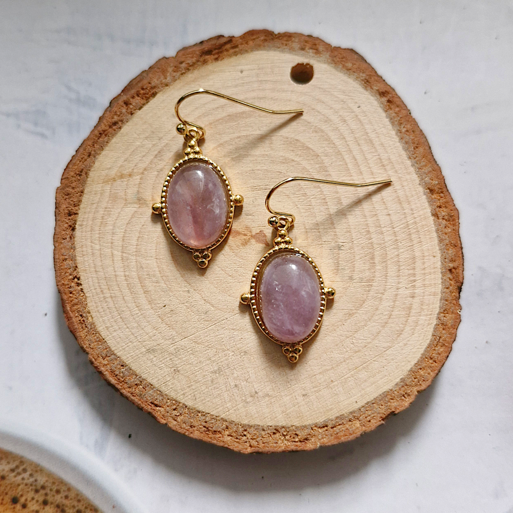 Byzantium Oval Single Drop Earrings
