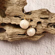 Carved Pearl Earrings 14k gold