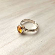 Citrine Silver Hammered Maxi Ring