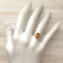 Citrine Silver Hammered Maxi Ring