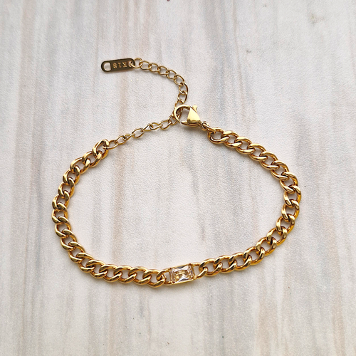 Cuban Chain Small with Cubic Zirconia Bracelet