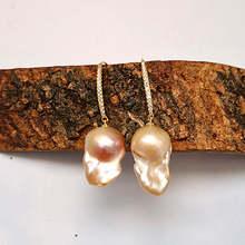 Peach Baroque Pearl Dangling Earrings Sterling Silver