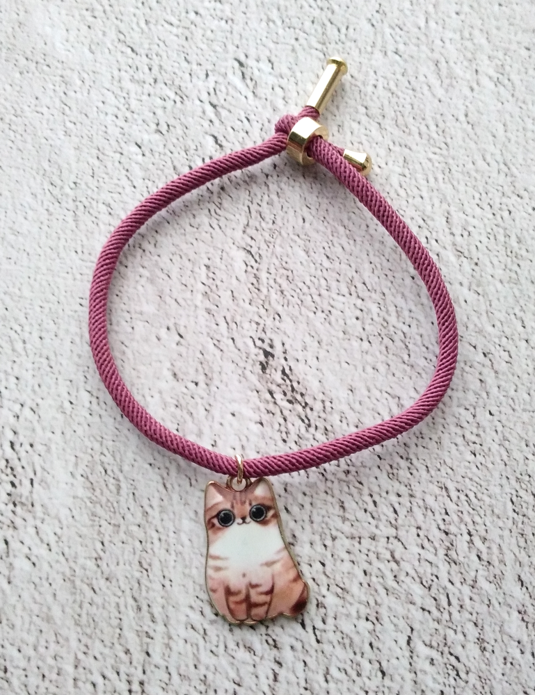 Dani Fat Beige Cat Corded Slider Bracelet