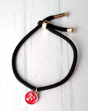 Dani Black with Red Initials Corded Slider Bracelet