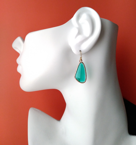 Emerald Green Cubic Zirconia Single Drop Earrings