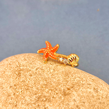 Enamel Starfish and Clam Ring