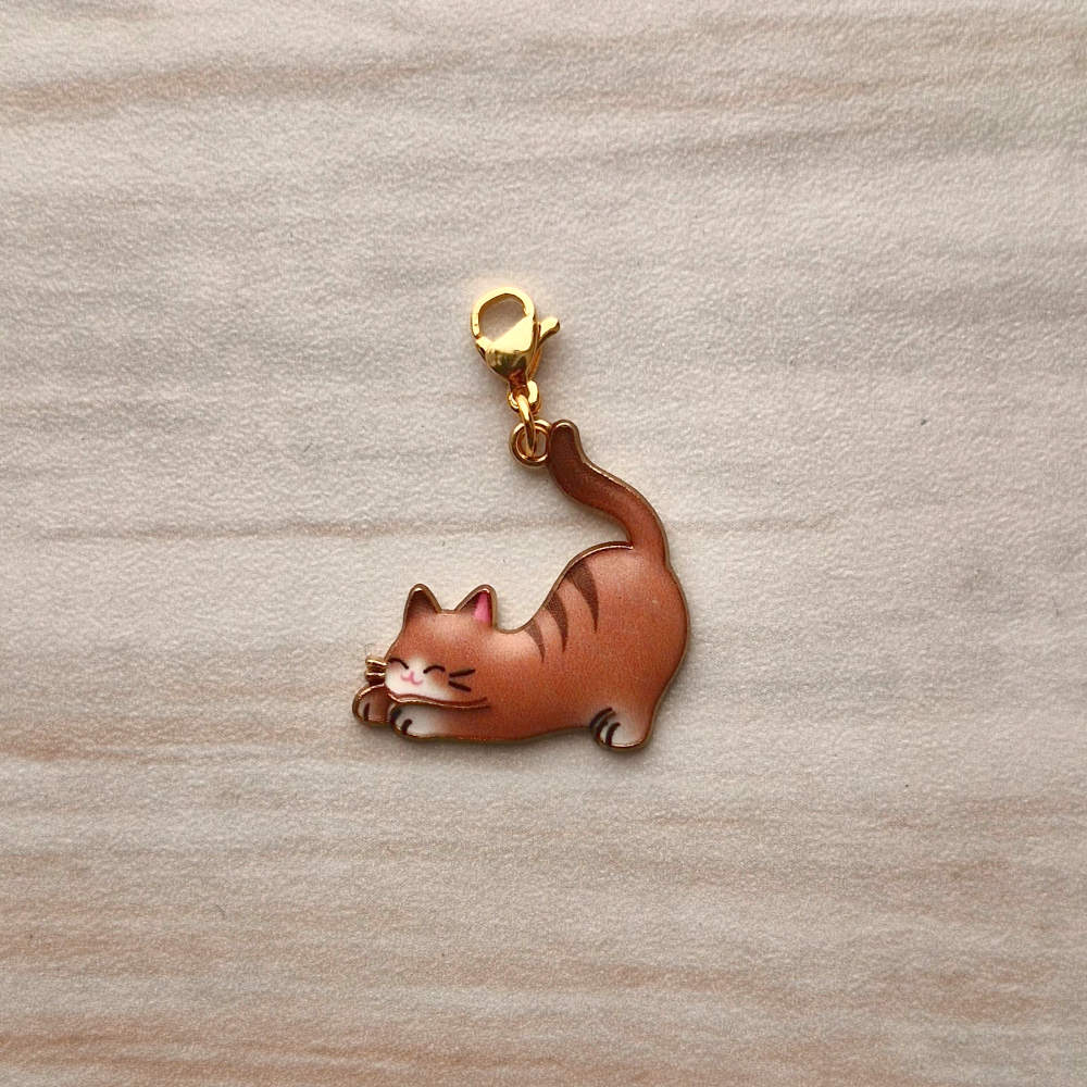 Enameled Tan Cat Charm