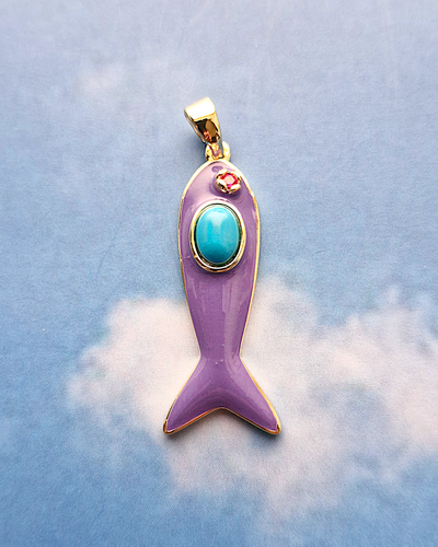 Enamel Fish with Gem Charm